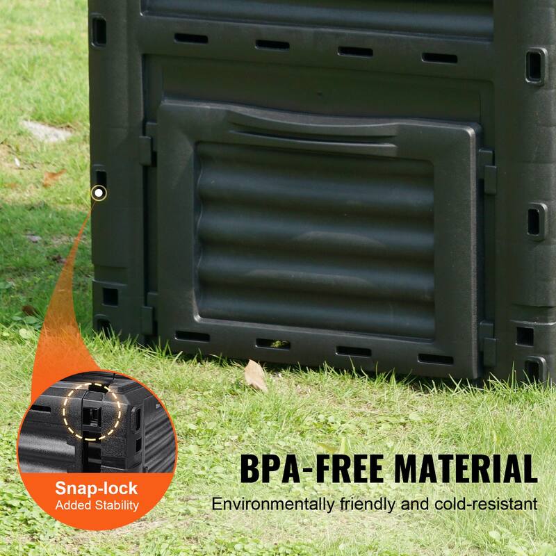 Garden Compost Bin 80 Gal, BPA Free Composter, Large Capacity Outdoor Composting Bin with Top Lid and Bottom Door - 80 Gal