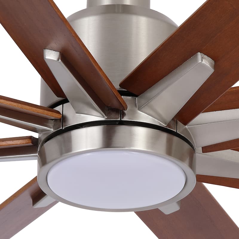 YUHAO 84 In. Indoor/Outdoor Modern Industrial Large Windmill Aluminum Blade Ceiling Fans With Lights, Quiet DC Motor and Remote