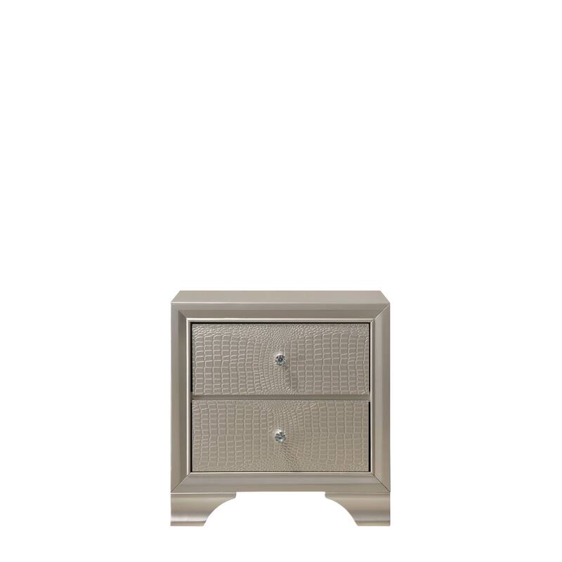 Kym Champagne LED Faux Leather Upholstered Tufted Panel Bed