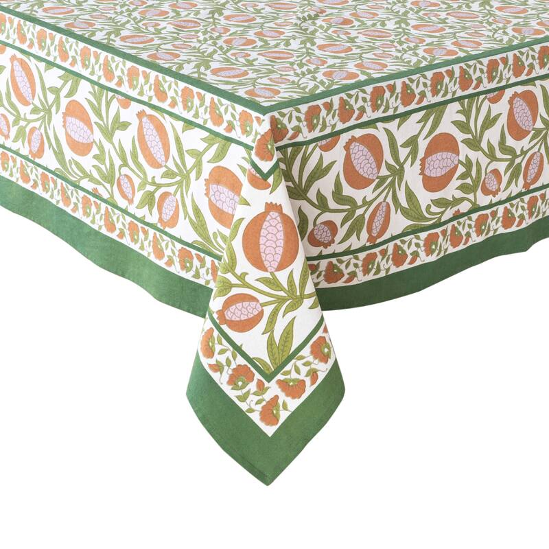 Couleur Nature Grenadine Tablecloth - Orange/Green - 71" x 106"