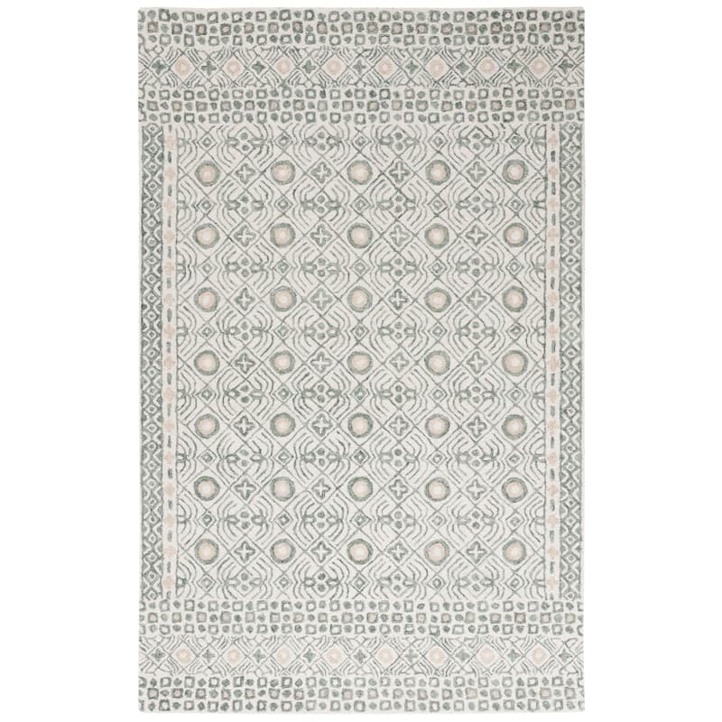 SAFAVIEH Handmade Micro-Loop Reglind Wool Rug - 5' x 8' - Ivory/Grey
