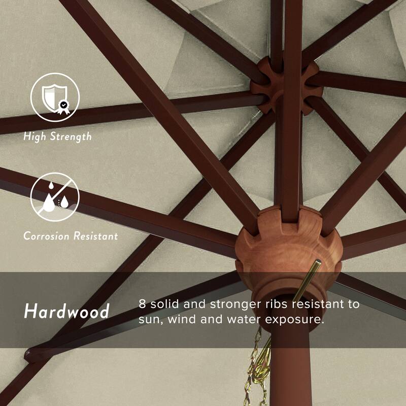 California Umbrella 7.5' Round Marenti Wood Frame Patio Umbrella with Pacifica Fabric, Base Not Included