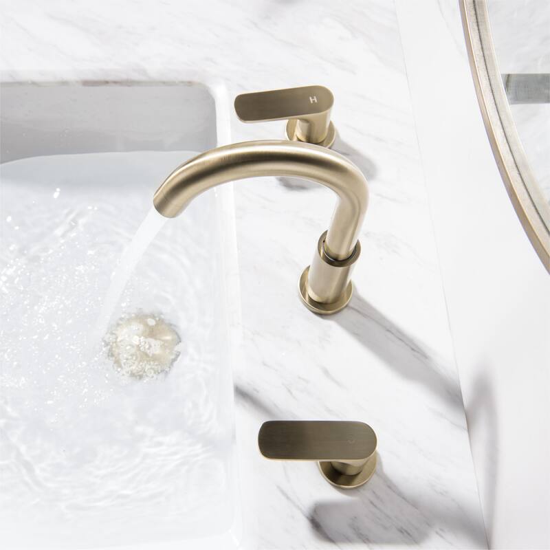 Elegant Gold Bathroom Sink Faucet Widespread Lavatory Faucet with 2