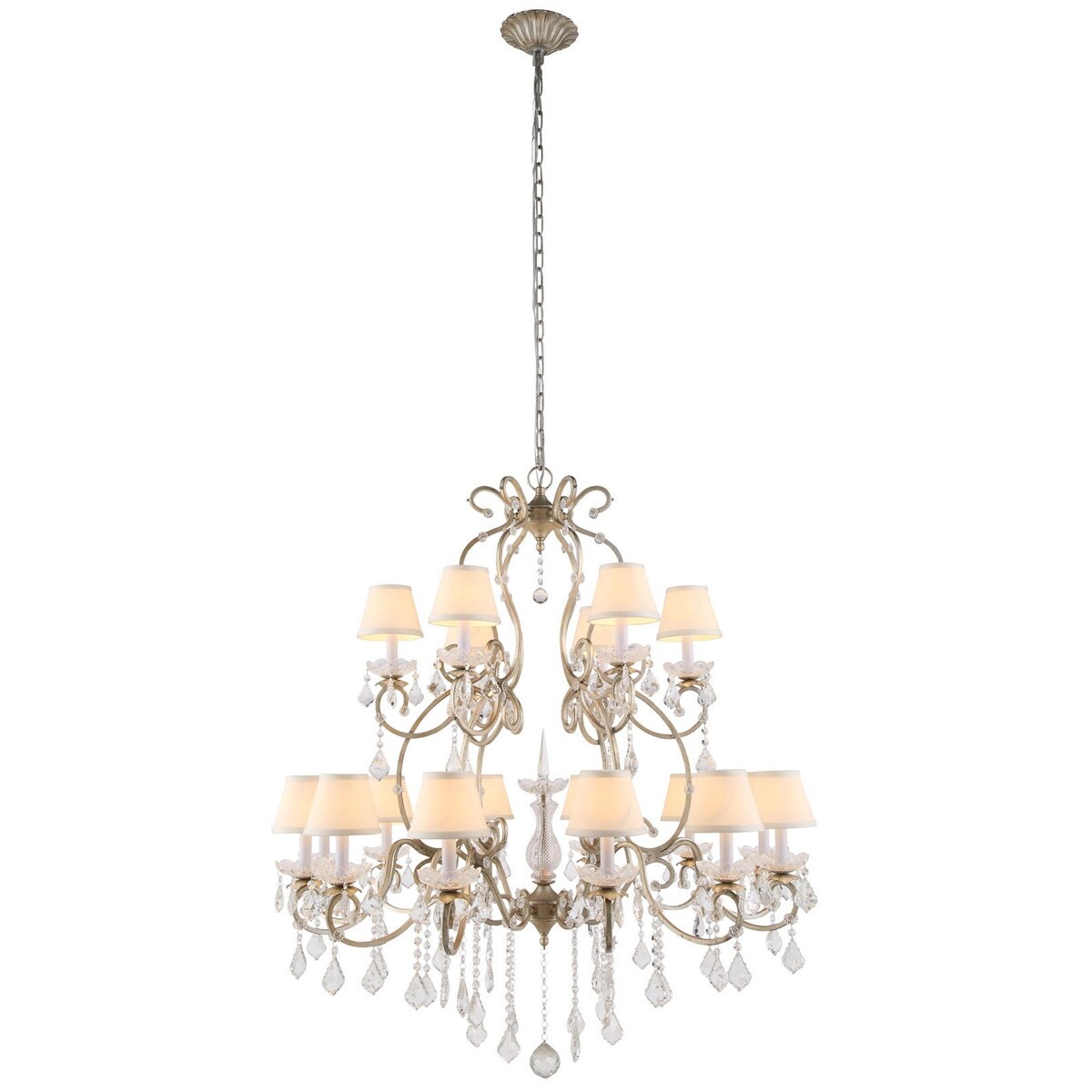 Diana 18 light VintageSilver Leaf Chandelier Clear Royal Cut
