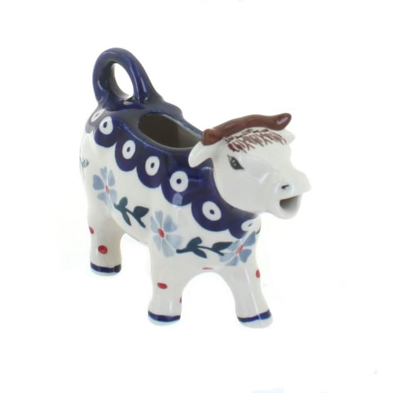 Blue Rose Polish Pottery D081 Manufaktura Cow Creamer - Blue Violet