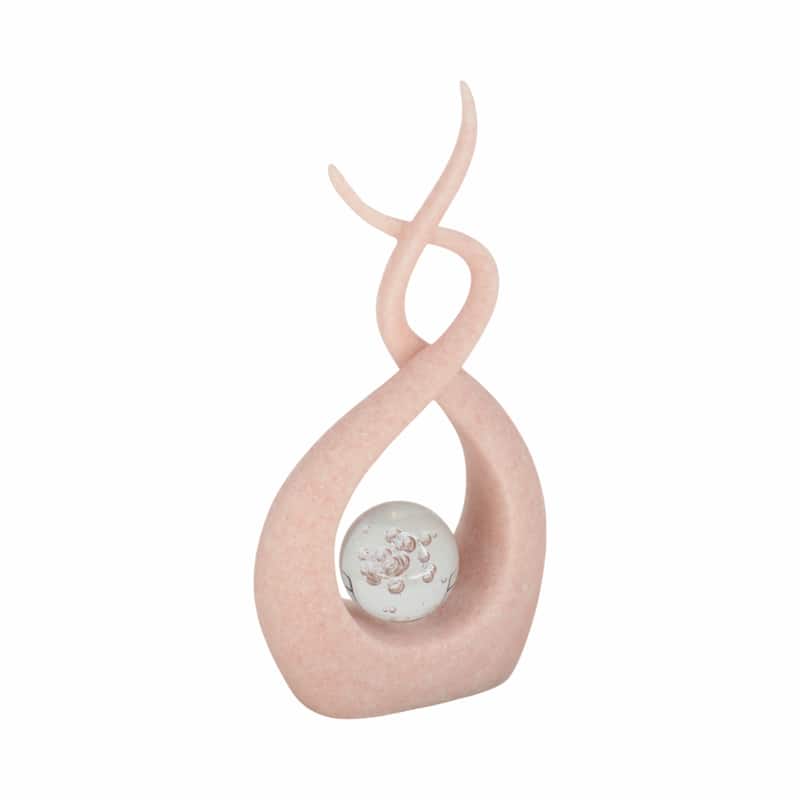 Swirl Design Decorative Modern Figurine with Marble Accent, Home Decor - 6" x 3" x 12"