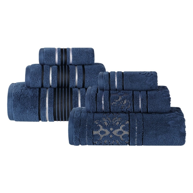 Superior Sadie Zero Twist Cotton Solid and Floral 6 Piece Towel Set