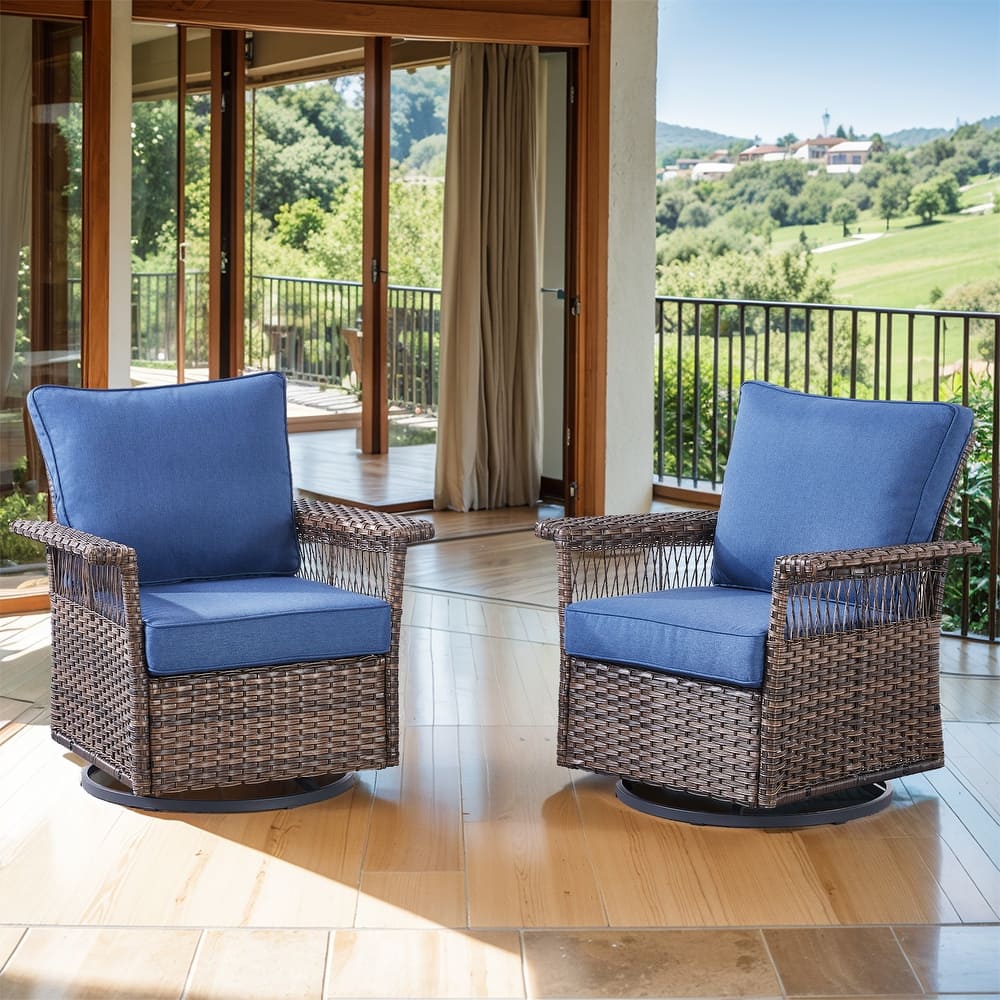 Gymojoy Outdoor Wicker Set of 2 Swivel Glider Chairs