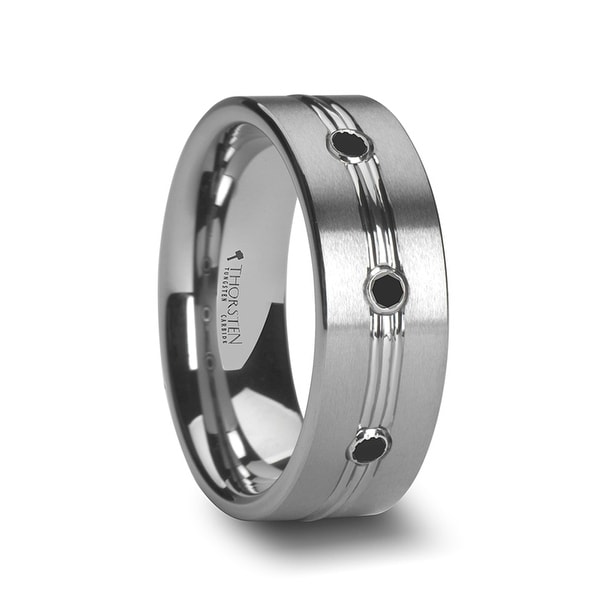 Thorsten Dinosaur Ring Brachiosaurus Prehistoric Paleo Flat Polished Tungsten Ring 10mm Wide Wedding Band from Roy Rose Jewelry