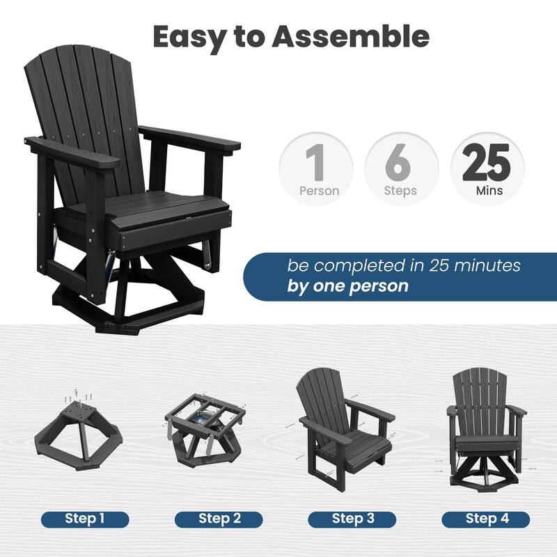 HDPE Adirondack Swivel Glider, Outdoor Patio Chair