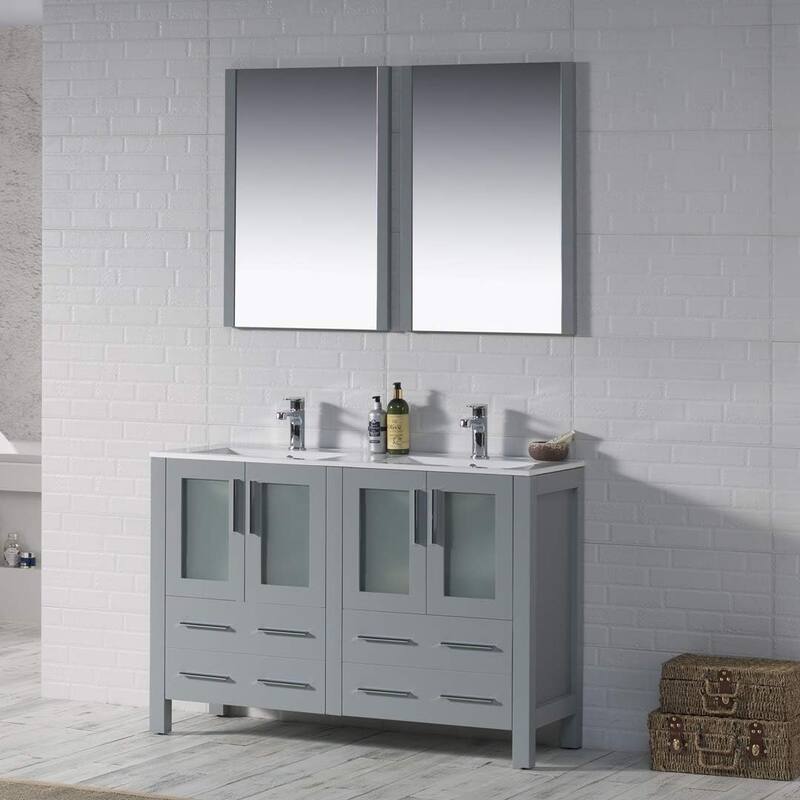 Blossom 48" Double Sink Bathroom Vanity with Ceramic Tops & Mirrors