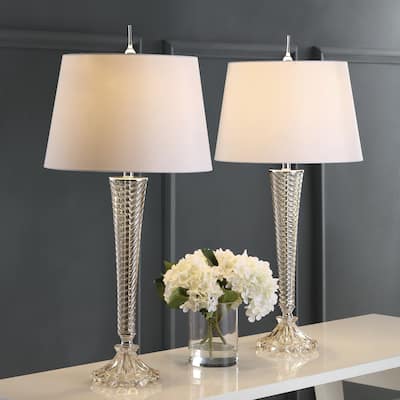Maddie 32" Glass LED Table Lamp, Champagne (Set of 2) by JONATHAN Y