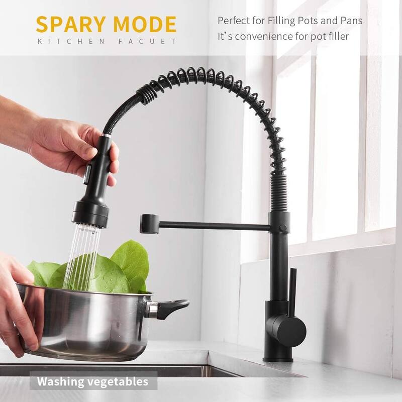 Single Handle Pull-down Kitchen Faucet with Deck Plate Matte Black
