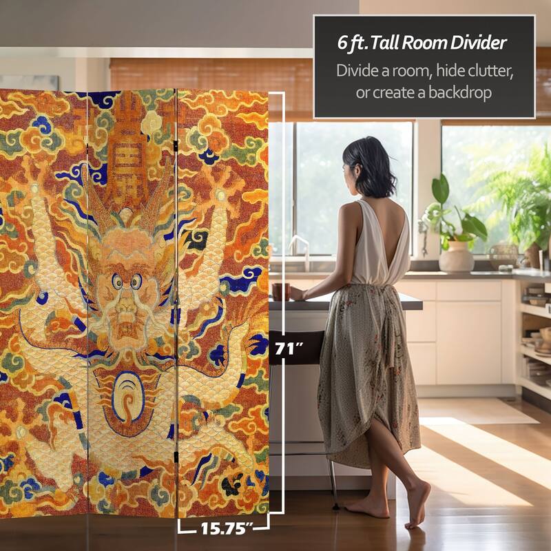 Handmade 6' Dragon of the Red Chamber Double Sided Room Divider