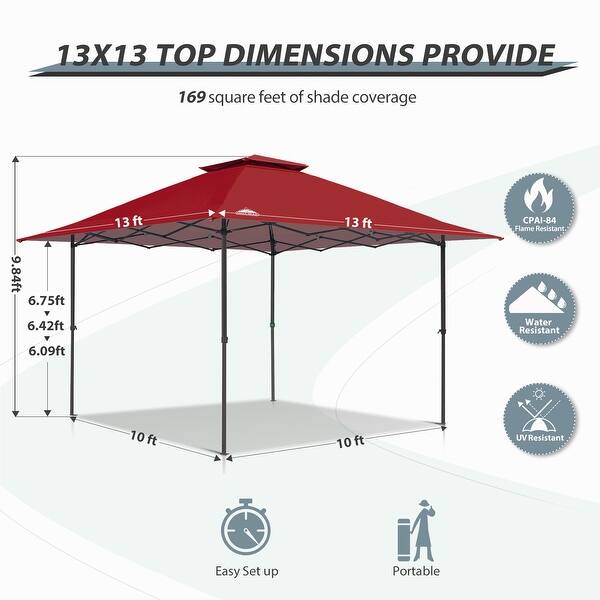 EAGLE PEAK 13x13 Straight Leg Pop Up Canopy Tent Instant Easy Folding