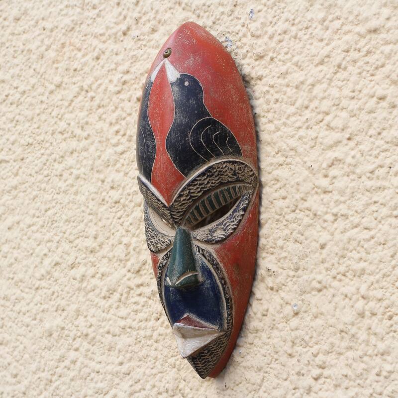 Novica Handmade Suumo Birds African Wood Mask