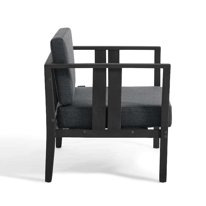 Casual 29"W Outdoor Patio Armchair Set In Solid Teak Wood with Cushion