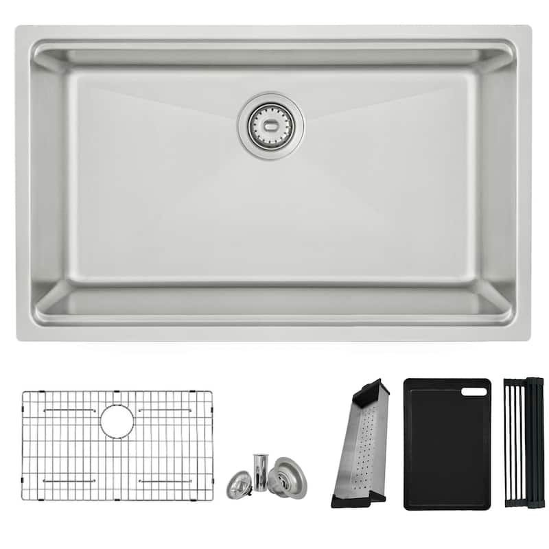 Dual Mount 31" Stainless Steel Single Bowl Kitchen Sink Handmade - 31" x 19" x 9"