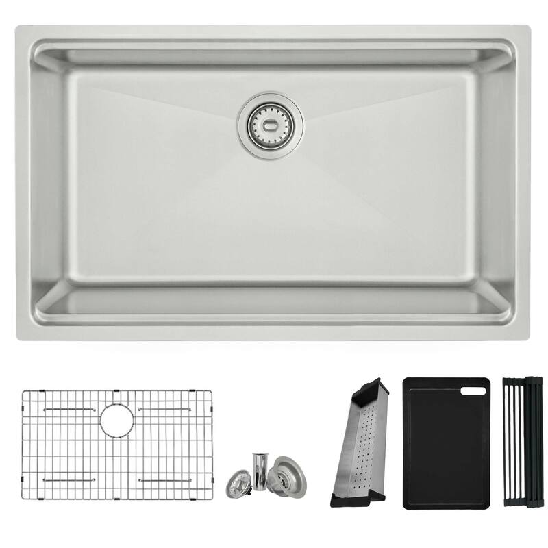 Dual-Mount Stainless Steel Workstation Kitchen Sink built in Accessories