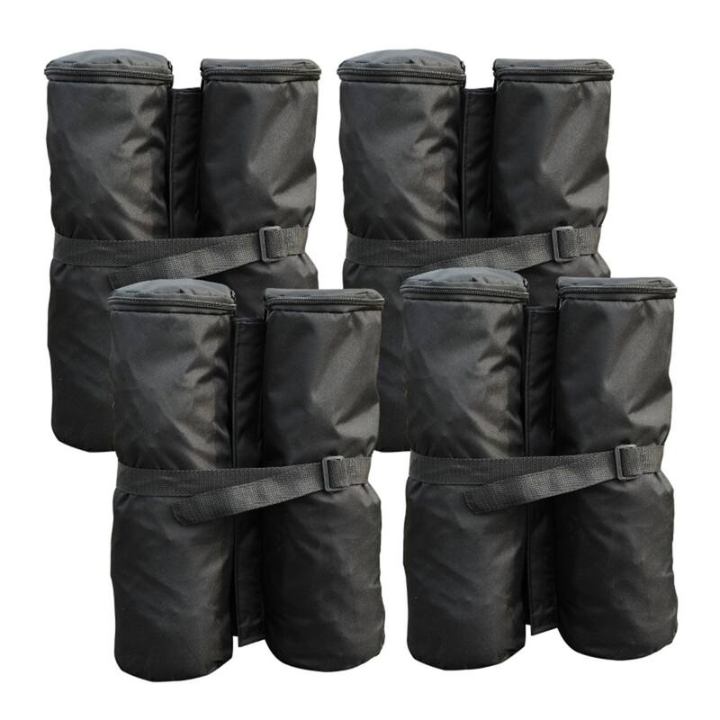 Black 4-Pack Heavy-Duty Sandbags for Pop-Up Tents Gazebos 33 lbs PA-Coated Polyester UV and Water - Φ5.5" x 16.5"H - Black