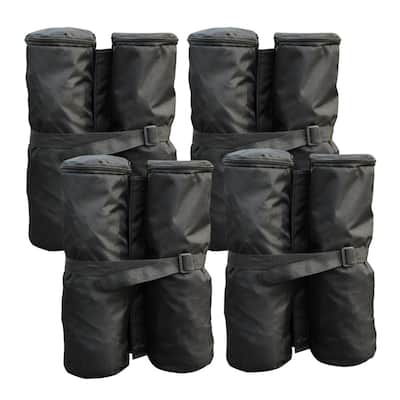 Black 4-Pack Heavy-Duty Sandbags for Pop-Up Tents Gazebos 33 lbs PA-Coated Polyester UV and Water - Φ5.5" x 16.5"H