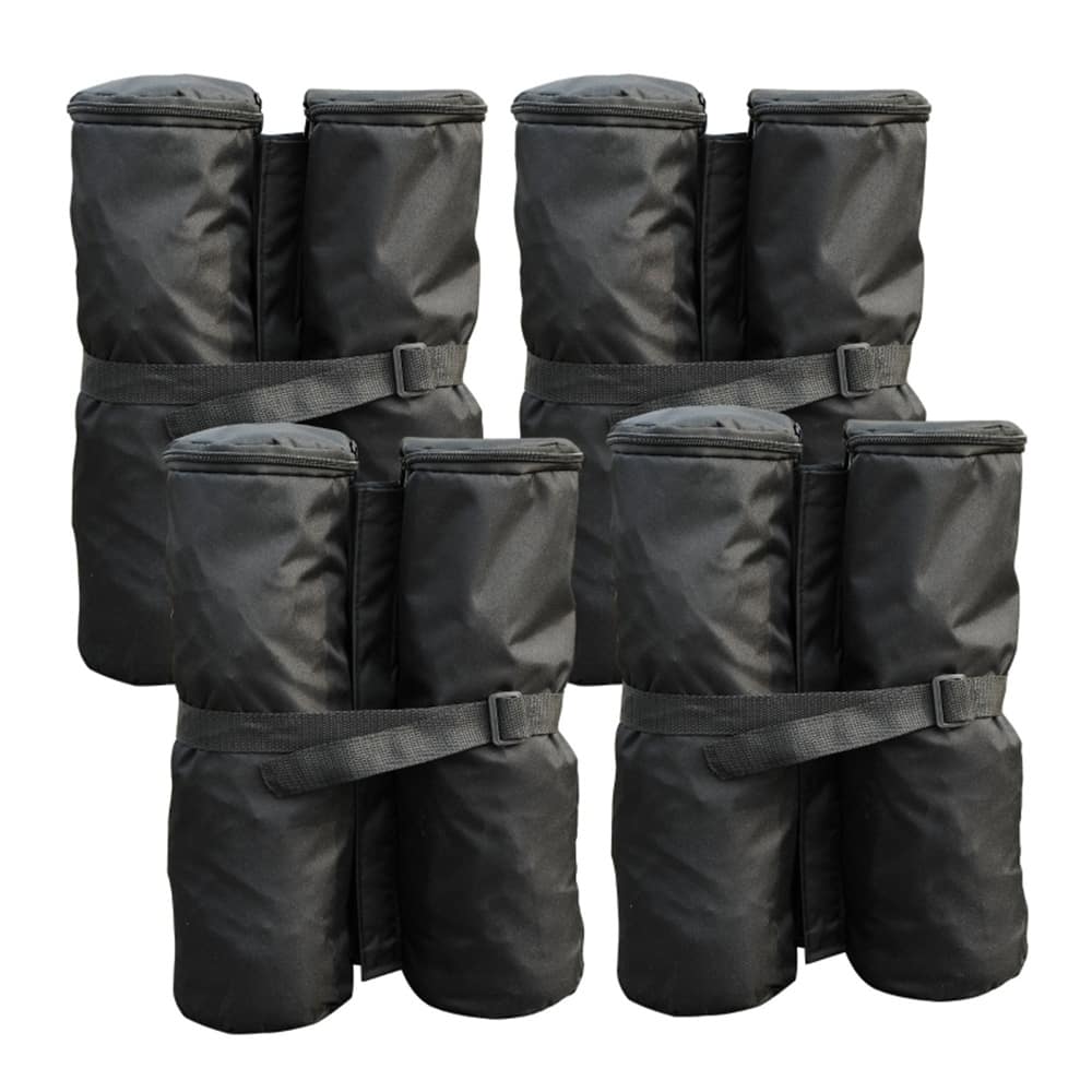 Black 4-Pack Heavy-Duty Sandbags for Pop-Up Tents Gazebos 33 lbs PA-Coated Polyester UV and Water - Φ5.5" x 16.5"H