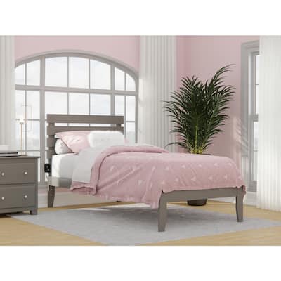 Twin XL Bed with USB Charger - HomeStock Grey Platform Bed Frame - Extra Long Bed