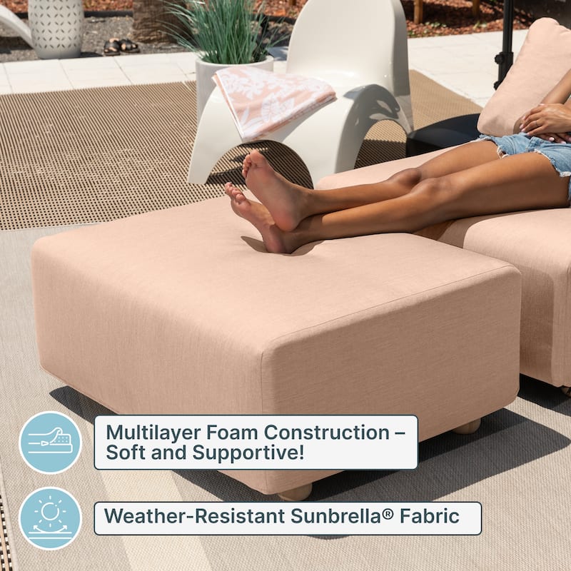 Jaxx Vada Outdoor Sun Lounger Loveseat Luxurious Modular Double Chaise and Conversation Nook - 72" W x 79.5" D x 25.5" H