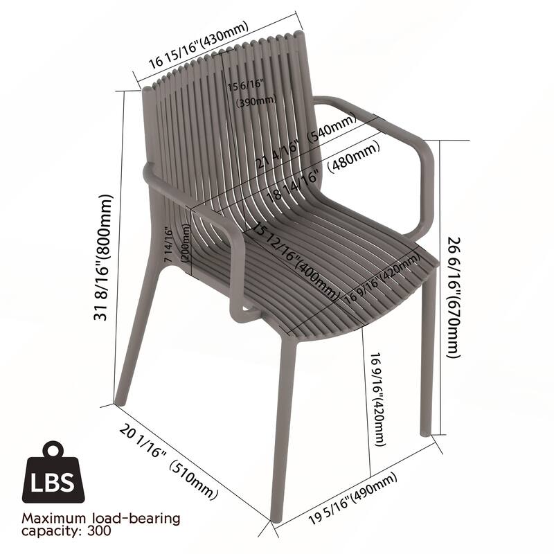 4-Pack All-Weather Polypropylene Chairs for Restaurant and Indoor Use
