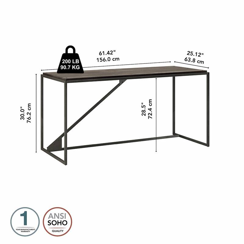 Bush Furniture Refinery 62W Industrial Desk, Large Home Office Desk