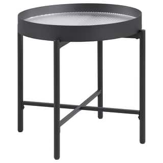 Ozella Round End Side Table With Recessed Top Sandy Black