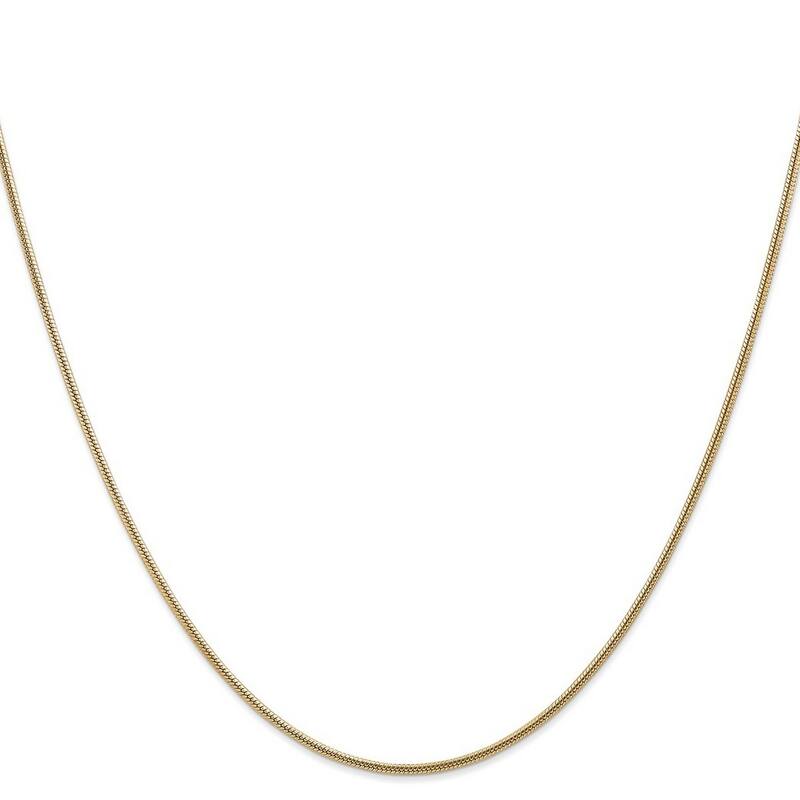 Curata 14k Yellow Gold Solid Polished 1.6mm Round Snake Chain Bracelet