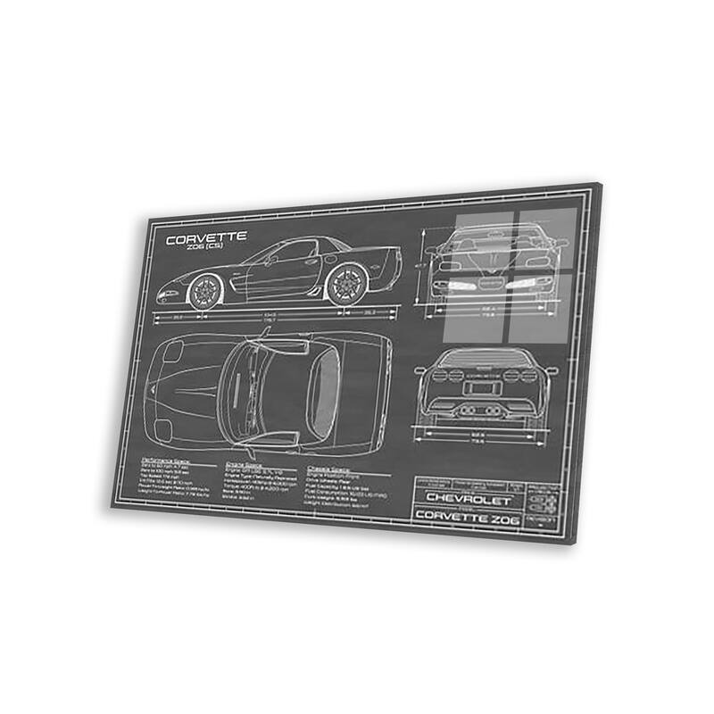 Corvette (C5) Z06 Black Print On Acrylic Glass by Action Blueprints