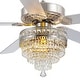 preview thumbnail 40 of 47, 52 or 62 or 72 Inches Crystal Ceiling Fan Fandelier with Lights,For Bedroom Kitchen Patio Remote Control 52 Inches - Nickle