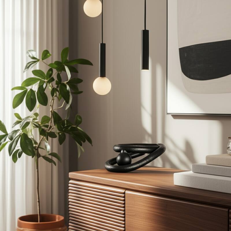 Metal Aluminum Decorative Object Modern Abstract Sculpture - 3" Black - 8" x 3.5" x 2.5"