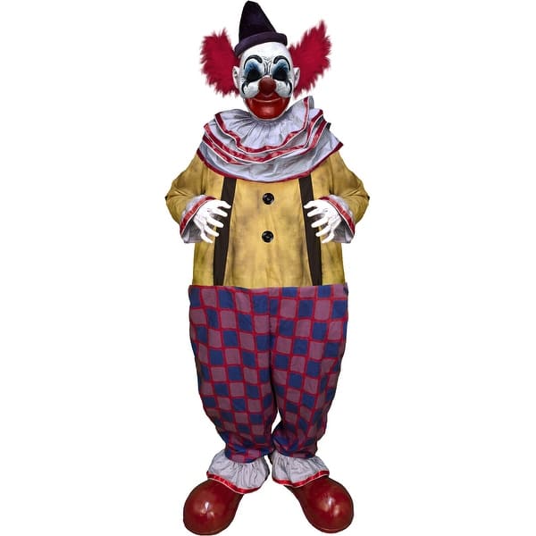 slide 2 of 12, Haunted Hill Farm Puddin the Startling Arms Clown by Tekky, Premium Talking Halloween Animatronic, Plug-In or Battery