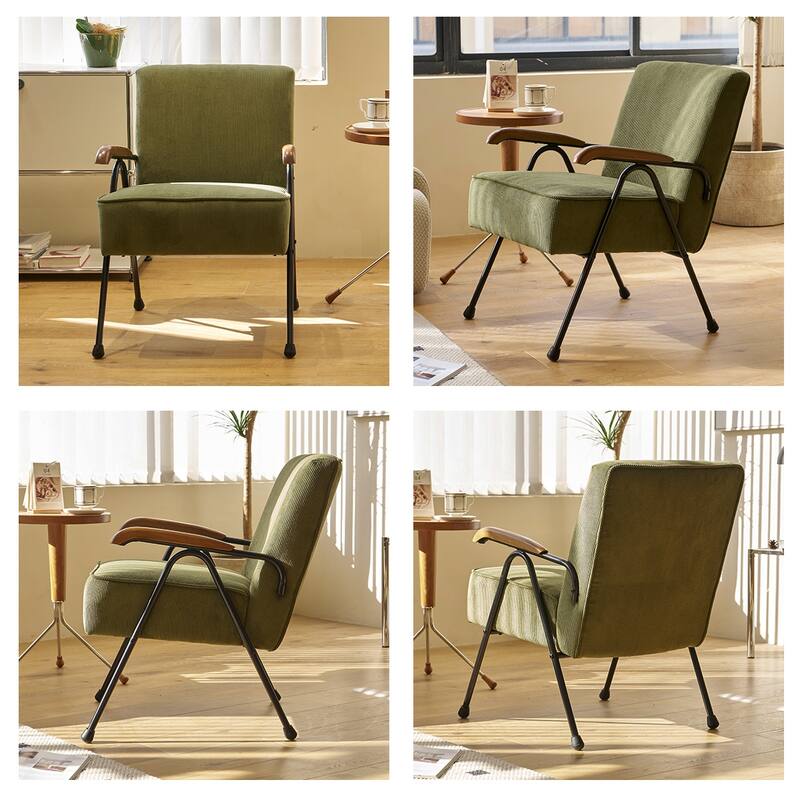 Modern Accent Chair High Back Armchair, Living Room Chairs with Metal Legs