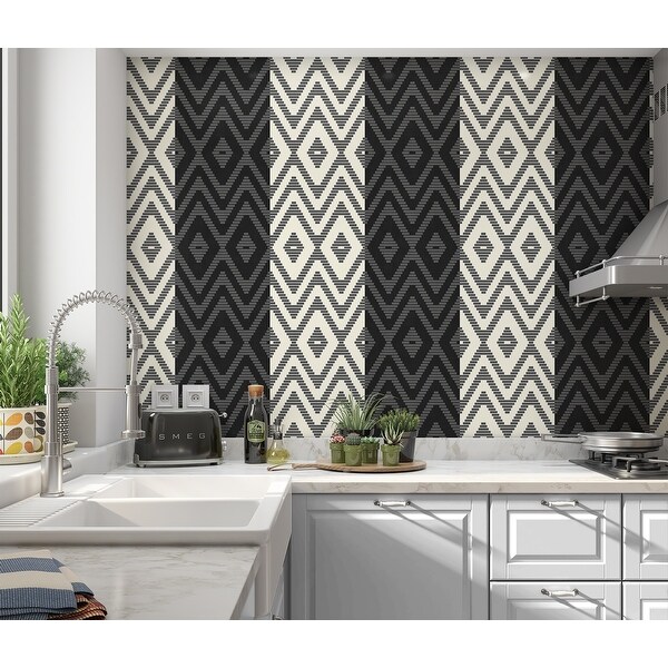 RATTAN CHARCOAL Peel and Stick Wallpaper By Kavka Designs - 2' x 16