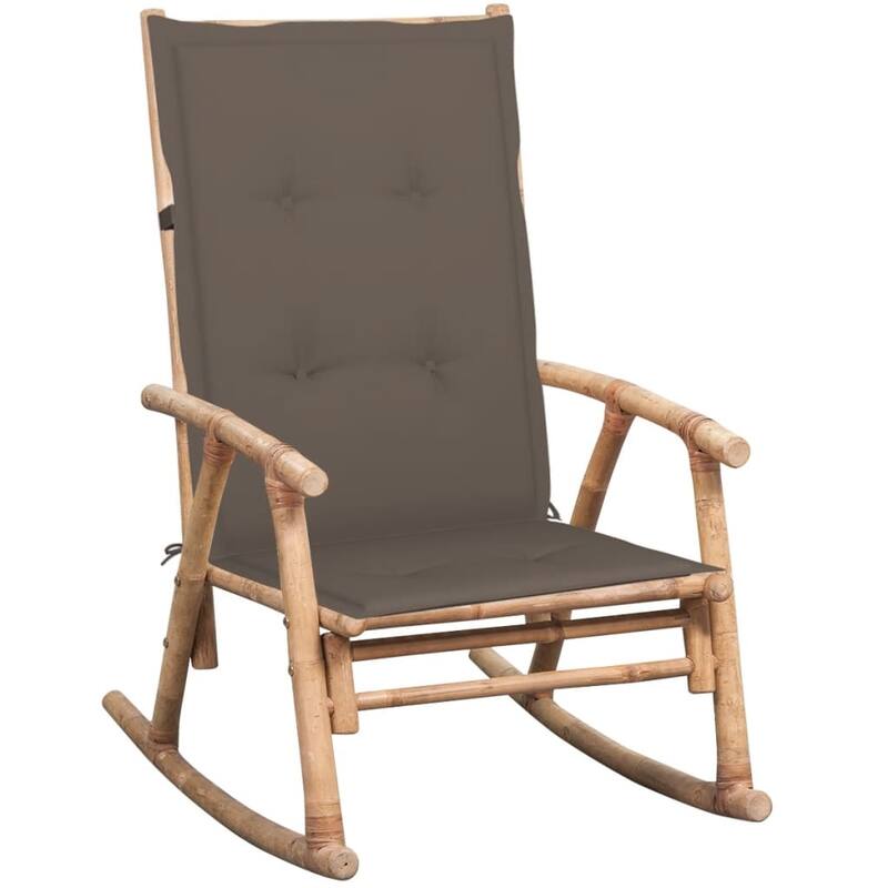 vidaXL Rocking Chair with Cushion Bamboo - 26" x 33.9" x 41.3"