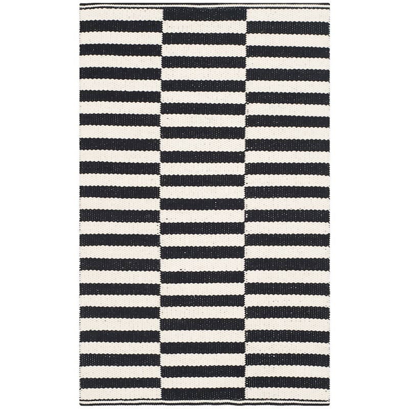 SAFAVIEH Handmade Flatweave Montauk Helena Casual Cotton Rug - 2' x 3' - Ivory/Black
