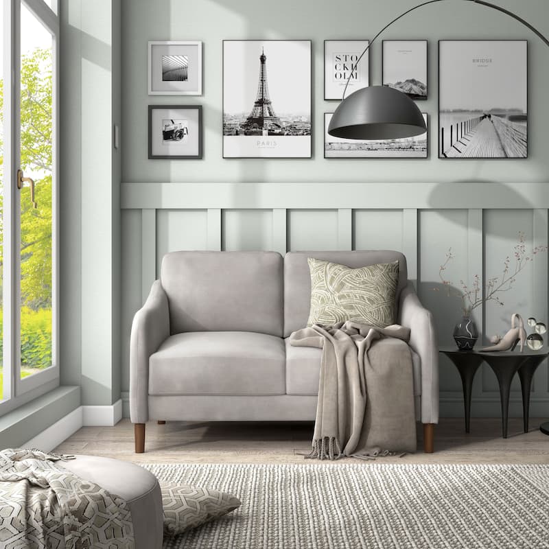 DH BASIC Modern 52-inch Velvet Upholstered Loveseat with Cushions