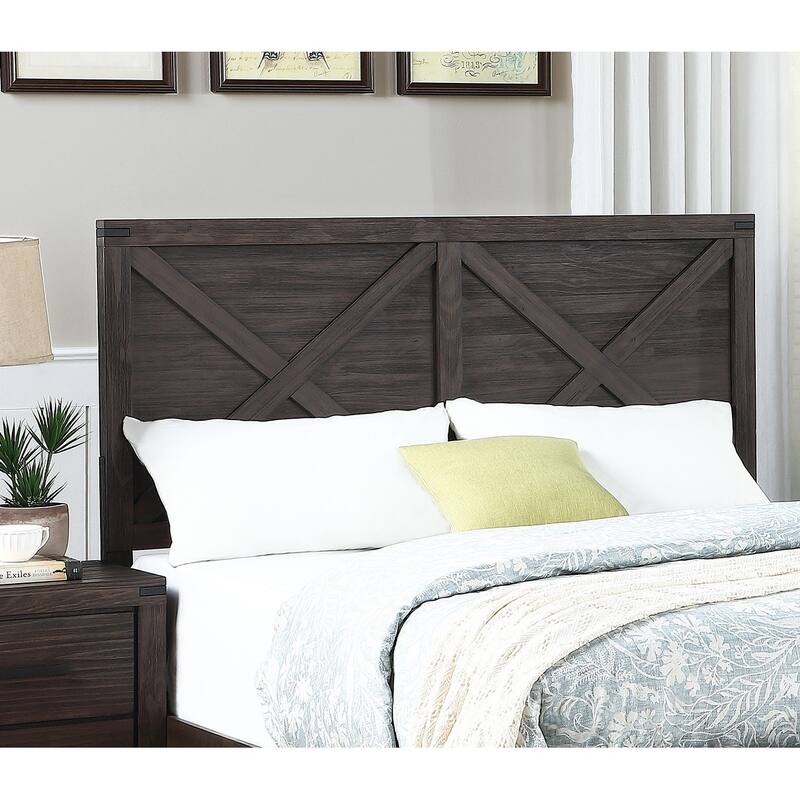 Rustic Contemporary Queen Size Wooden X-Design Bed with Headboard