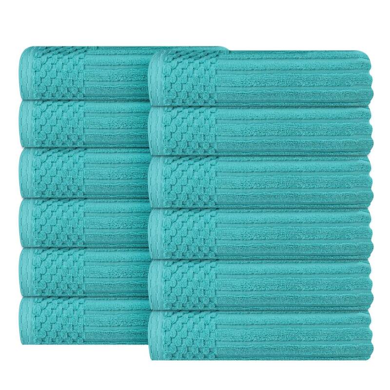 Superior Soho Ribbed Cotton Face Towel/Washcloth Set of 12