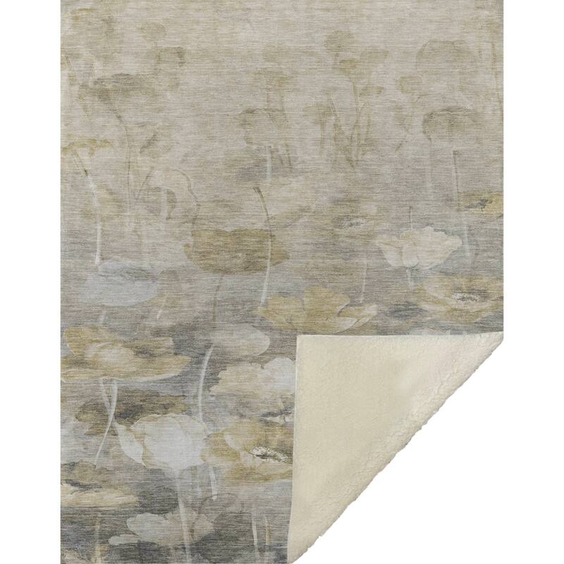 Premium Machine Washable Modern Floral Sherpa Throw Blanket