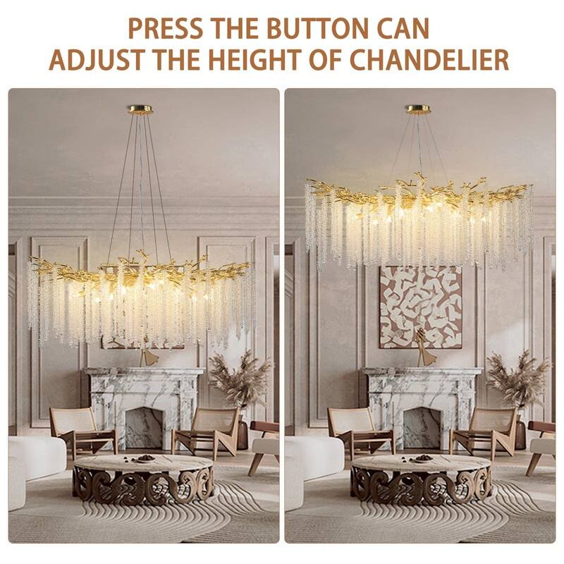 KAYLA 18-Light Crystal Chandelier, Luxury Round Tree Branches Chandelier