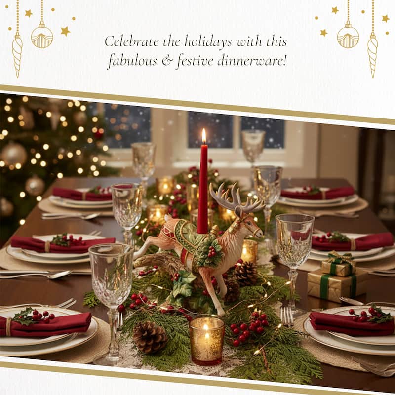 Fitz and Floyd Holiday Home Deer Candleholder