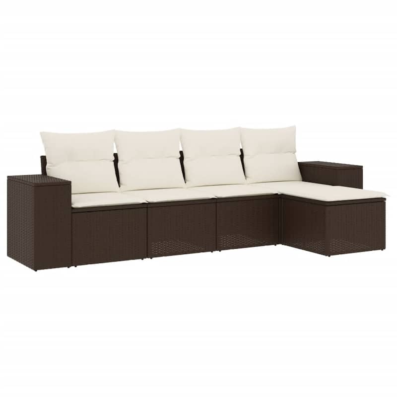 vidaXL Patio Sofa Set with Cushions Outdoor Conversation Furniture Poly Rattan