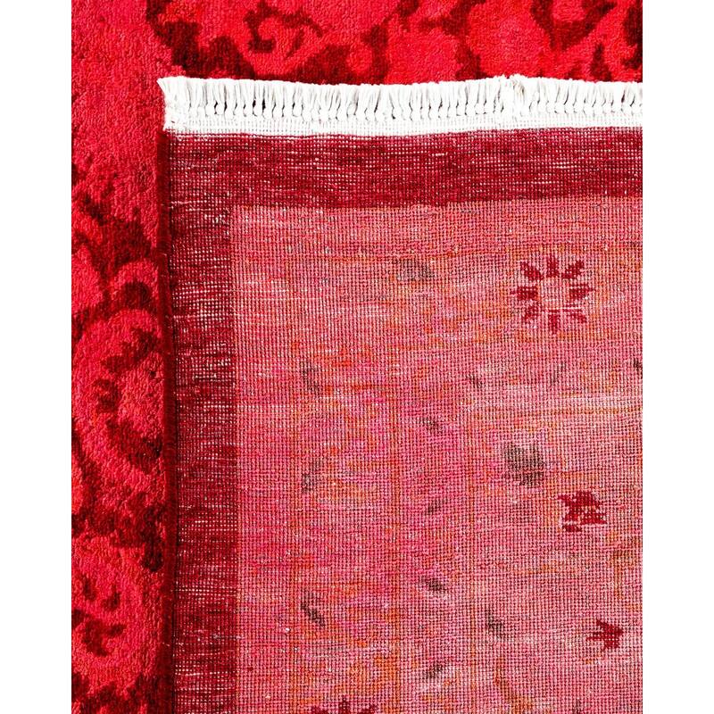 Overton Hand Knotted Wool Vintage Inspired Modern Contemporary Overdyed Pink Area Rug - 9' 3" x 12' 2"