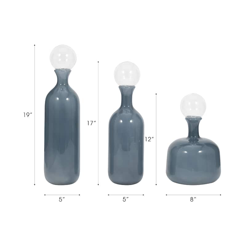 Sagebrook Home Modern Glass Vases with Artistic Swirl Design, Elegant Decorative Accent Set of 3