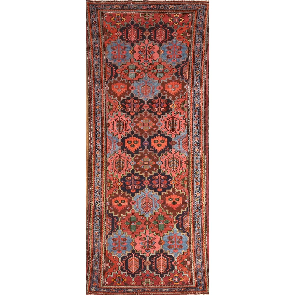 Hand Knotted Oriental 100% Wool Carpet Traditional Geometric Multi-Colored Bakhtiari Runner Rug - 9' 8'' X 3' 5''